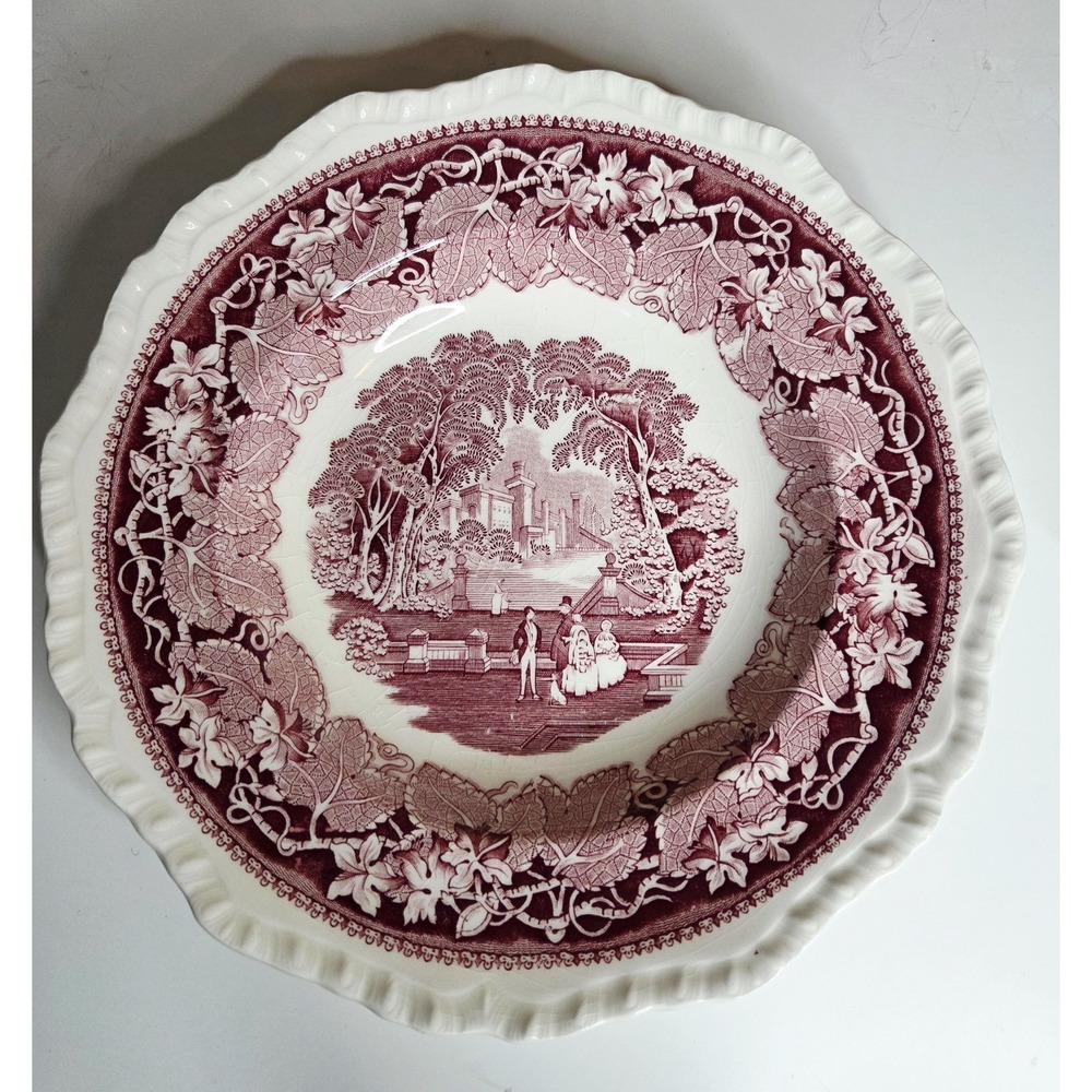 Masons‎ Patent Ironstone Pattern Vista Pink England Dinner Plate 10 5/8 crazing